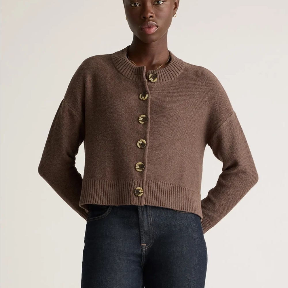 Quince Brown cropped cardigan